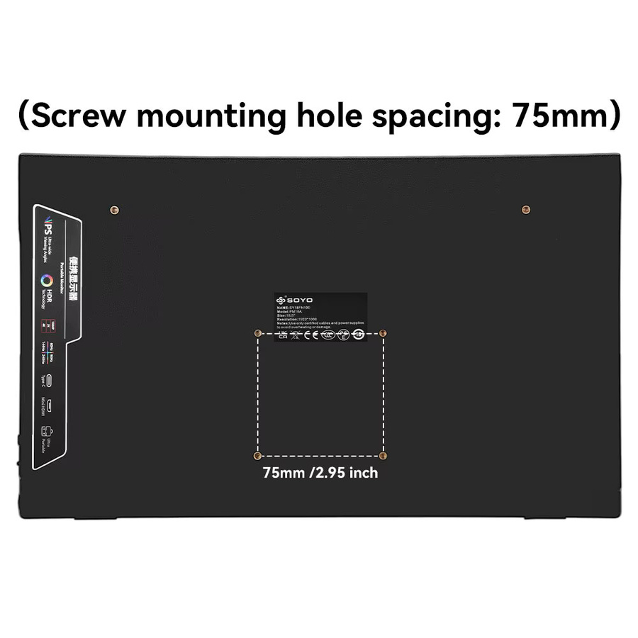 SOYO SY15FN60 Tragbarer Monitor 15,6 Zoll Full HD 1080P 60Hz LCD-Display in Schwarz mit 72% sRGB und 300cd/m² für Laptop, Konsole und PC - Bild 4