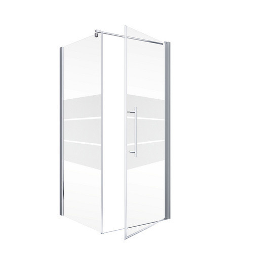 Schulte Duschkabine Alexa Style 2.0 Ecklösung mit Drehtür und Seitenwand, Glas frosted, silberfarben, B/T/H: 80 x 80 x 192 cm - Bild 2