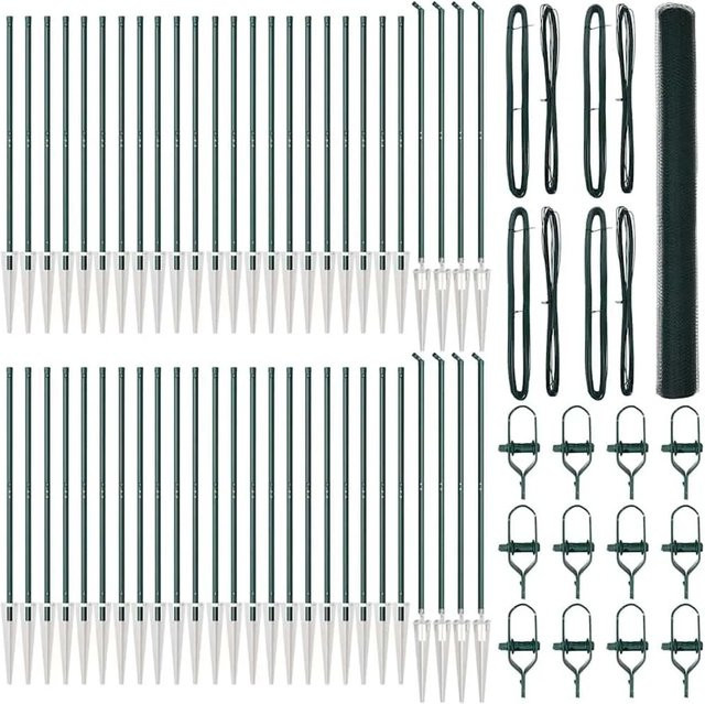 vidaXL Maschenzaun aus Stahl und PVC in Grün, Höhe: 1,6 m, Breite: 1,05 m - Bild 1