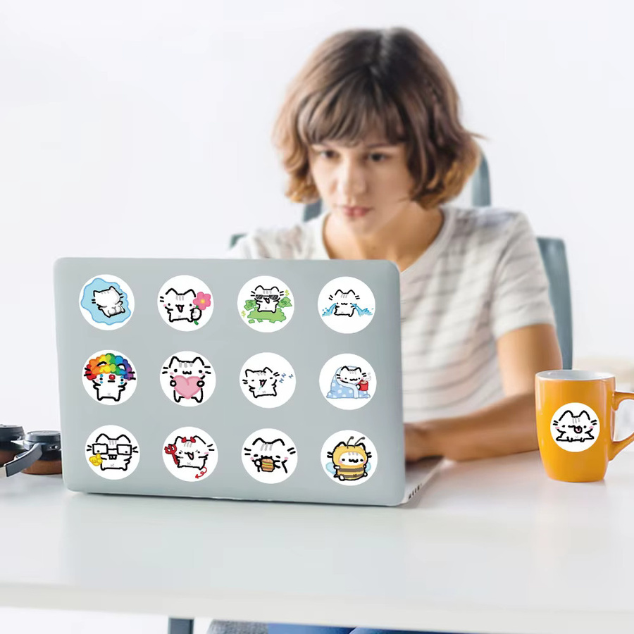 500 Stück Cartoon-Katzen-Aufkleber wasserfeste Tier-Sticker in Mehrfarbig für DIY-Dekoration von Notizbüchern, Handys und Wasserbechern - Bild 3