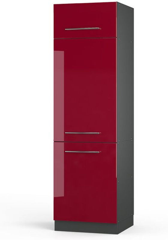 Vicco Küchenschrank Fame-line Vorratsschrank in Bordeaux Hochglanz mit Drehtüren, Breite: 60 cm, Tiefe: 58 cm, Höhe: 206,8 cm - Bild 1