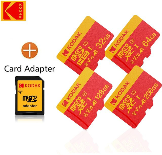 Kodak Micro SD-Karte 256GB Klasse 10 U3 mit SD-Adapter in Rot für 4K-Video, Drohnen und Smartphones - Bild 1
