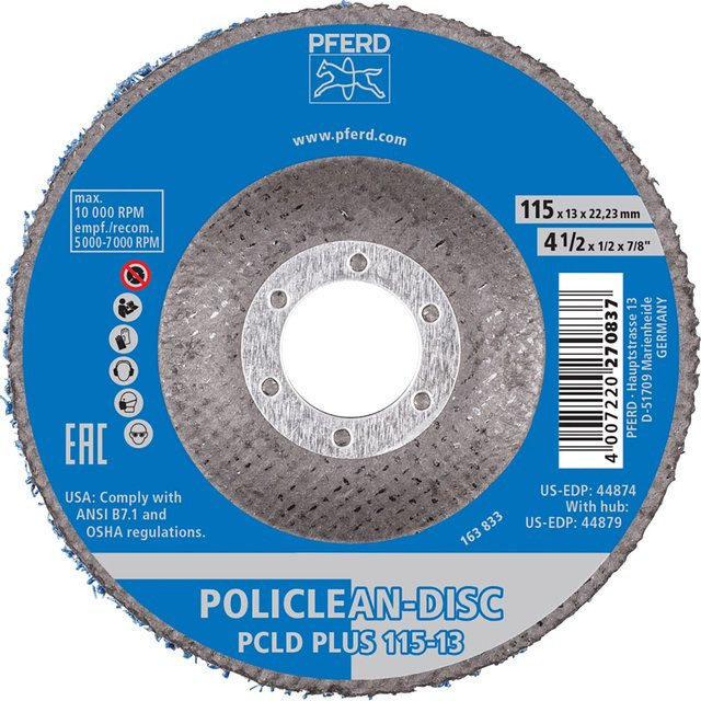 PFERD Vlieswerkzeug PCLD Plus für Winkelschleifer, Blau, Durchmesser: 115 mm, Breite: 13 mm - Bild 1