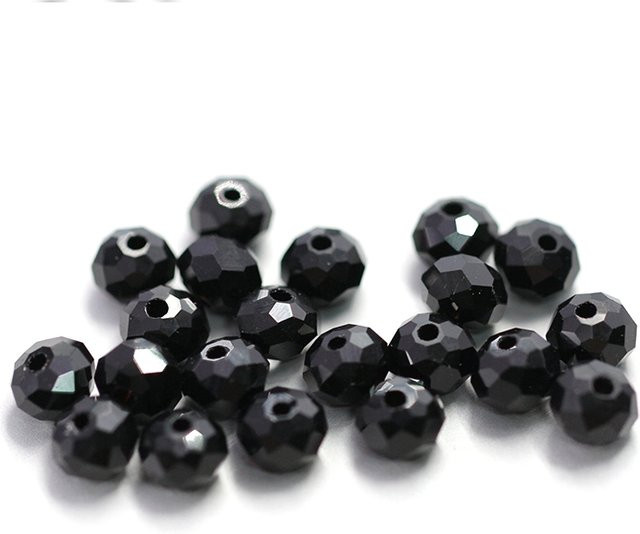 QIAO Glas-Rundperlen Rondell, Schwarz, 4-8mm - Bild 1