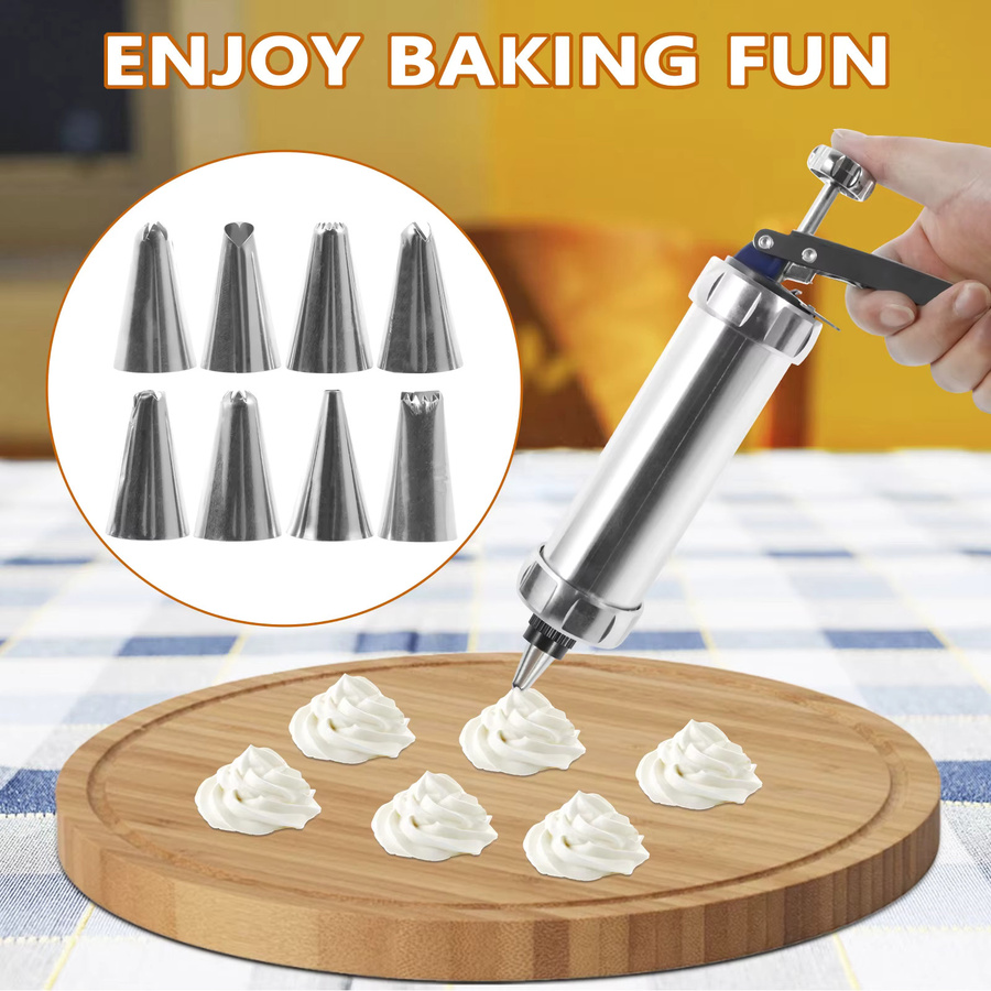 Willstar Cookie Presse Set aus Edelstahl in Silber, 22/23-teiliges DIY Cookie Maker Kit mit manueller Cookie Gun für Backarbeiten - Bild 3