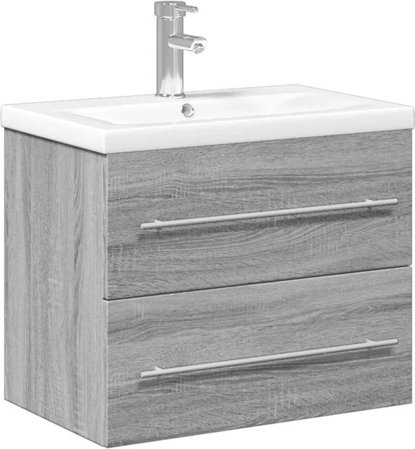 vidaXL Waschbeckenunterschrank mit Einbaubecken in Grau Sonoma-Eiche und Weiß, B/T/H: 60,0 x 38,5 x 48,0 cm - Bild 1