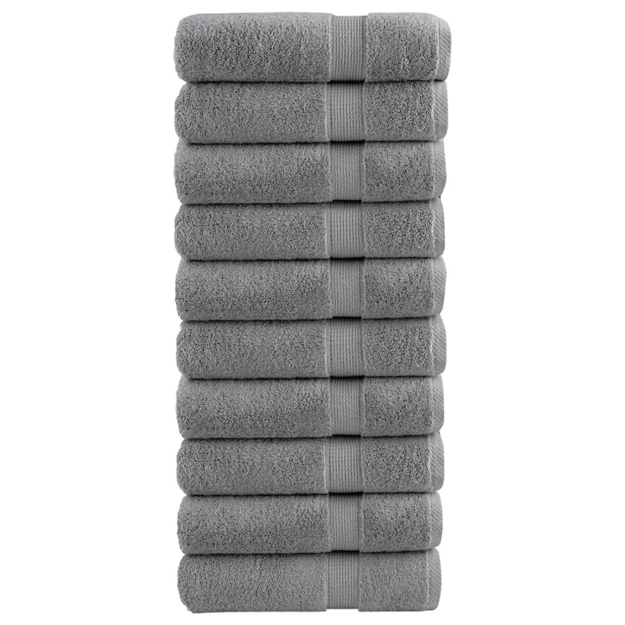 vidaXL Premium-Handtuch-Set aus 100% Baumwolle, Grau, 10 Stück, B: 50 cm, L: 100 cm, 600 g/m2 - Bild 2