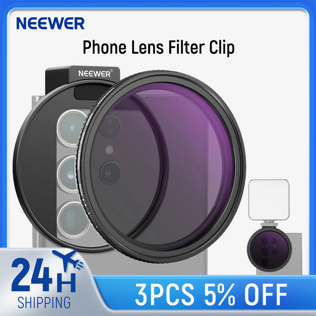 NEEWER 67 mm Clip-On-Filterset mit variablem ND2-ND32-Telefonobjektiv und Telefonclip in Schwarz - Bild 1