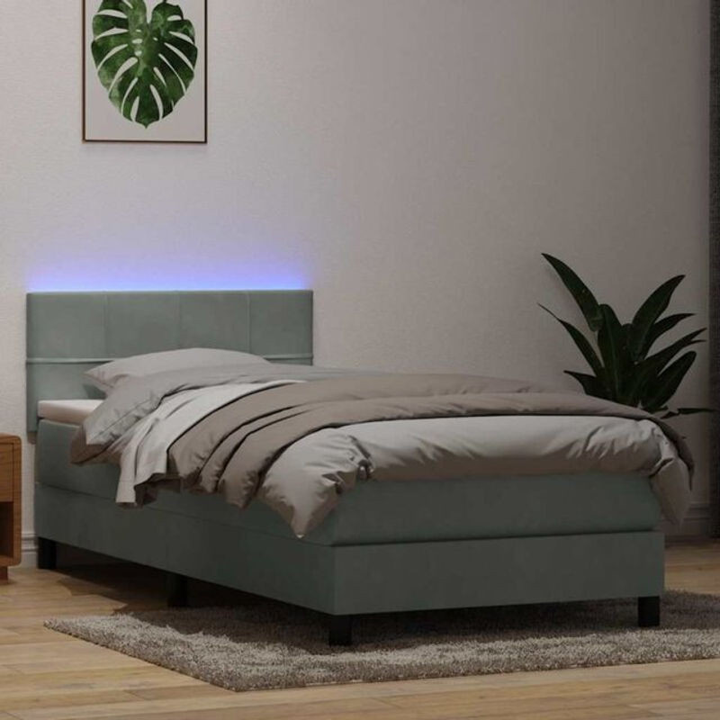 Vidaxl Boxspringbett mit Matratze in Grau aus Samt, B/L: 80 x 220 cm - Bild 1
