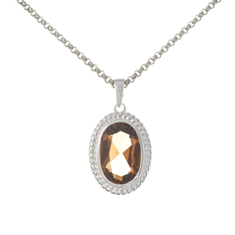 Anhänger mit Kette, 925 Silber, Zirkonia, cognac, Damen - Bild 1