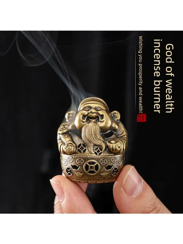 CANYAN Weihrauchbrenner Gott of Wealth in Gold aus Holz und Metall für Aromatherapie und Teezeremonien - Bild 5