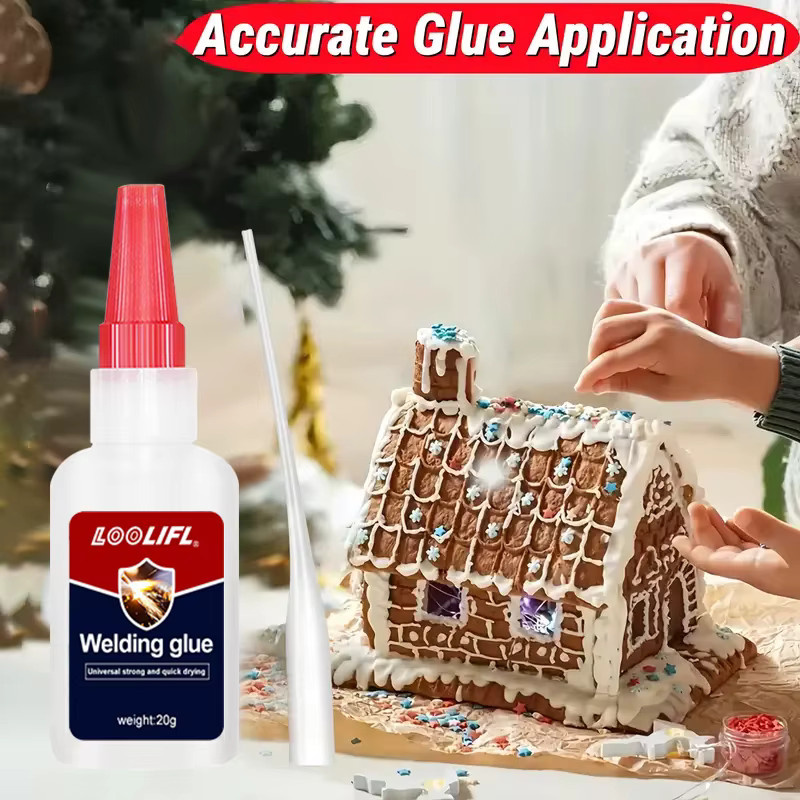 LOOLIFL Weihnachtskleber für Schneeflocken und Lebkuchenhausdekoration, Weiß, 20 g - Bild 4