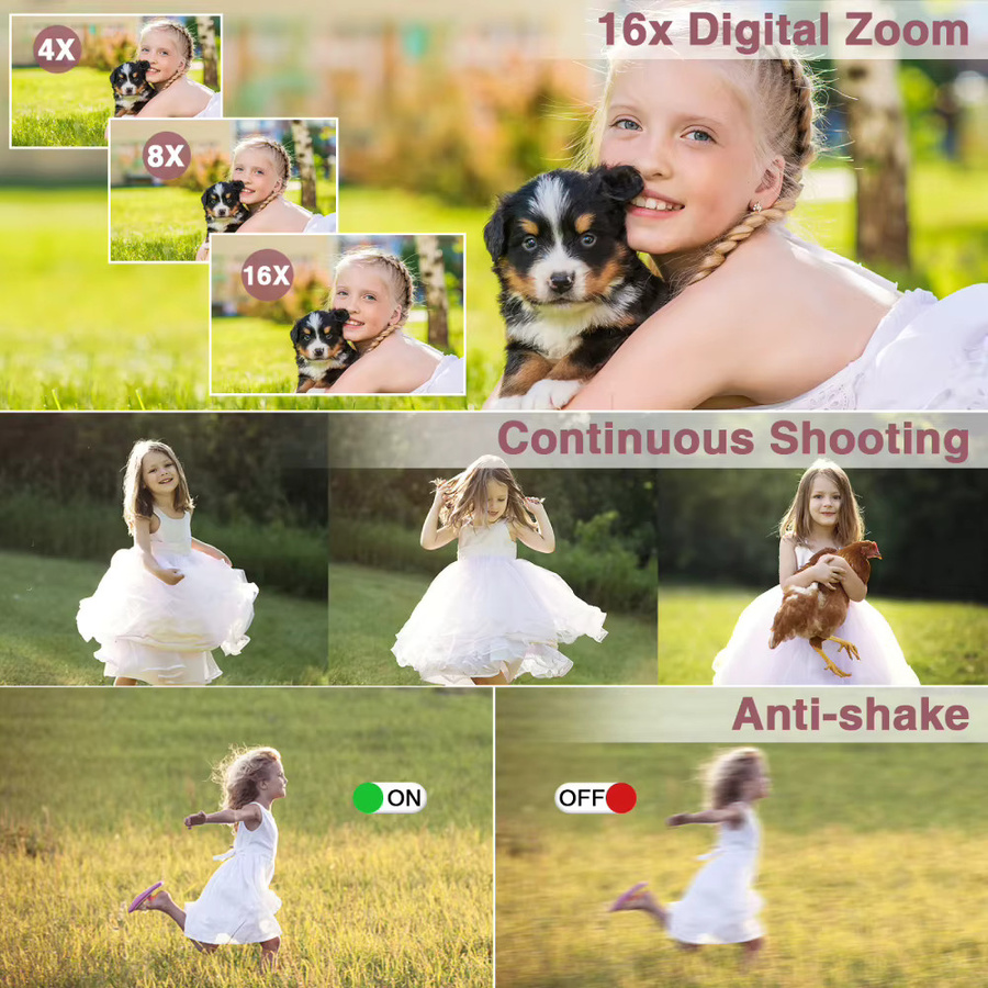 MELCAM Digitalkamera für Kinder mit 44 MP und Full HD 1080p, inklusive 32GB SD-Karte, rosa - Bild 3