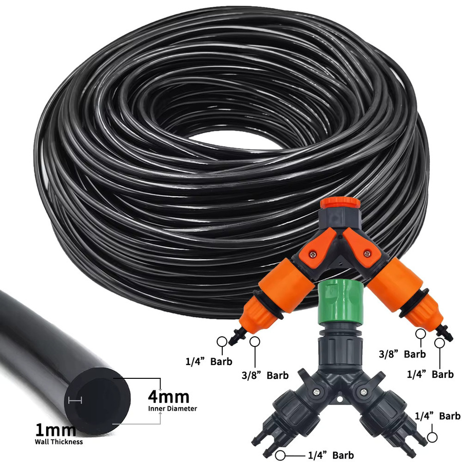 Mikrobewässerungssystem mit 1/4 Zoll Schlauch und einstellbaren Sprinklern für Garten, Blumen und Gemüse, Schwarz - Bild 4