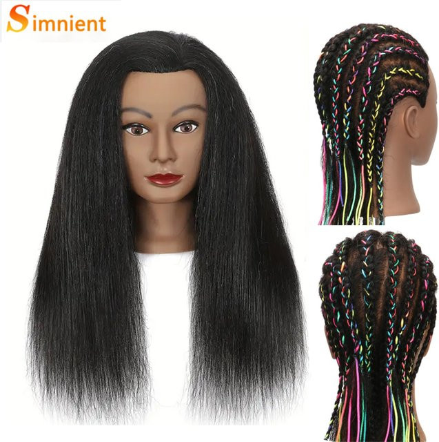 Simnient Afro-Mannequin-Kopf mit Echthaar, Übungskopf - Bild 1