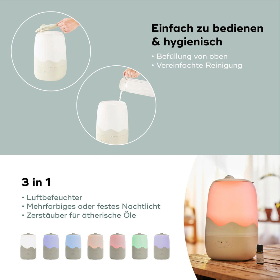 Babymoov 2in1 Luftbefeuchter mit Nachtlicht Wave in Beige - Bild 3
