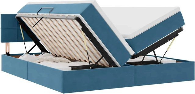 vidaXL Aufbewahrungsbett mit Matratze in Dunkelblau, B/T/H: 100 x 200 x 78 cm - Bild 1