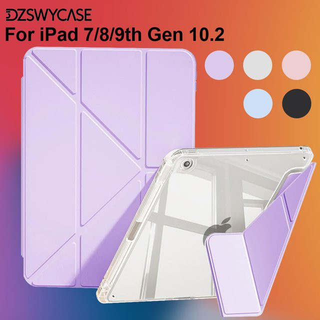 DZSWYCASE Y-förmige Standhülle für iPad 9./8./7. Generation 10,2 Zoll (2021/2020/2019) mit Stifthalter und Mehrwinkelabdeckung in Lila - Bild 1