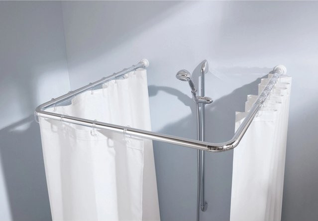 Kleine Wolke Universalstange für Duschvorhänge aus Aluminium, Farbe: Silber, B/H: 2,5 x 80 cm, Durchmesser: 25 mm - Bild 1