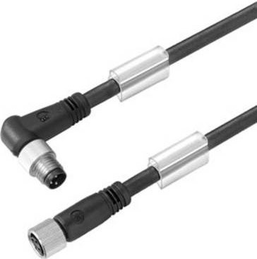 Weidmüller Sensor-Aktor-Steckverbinder M8 Stecker gewinkelt und Buchse gerade, 3-polig, schwarz, Länge: 10,00 m - Bild 1