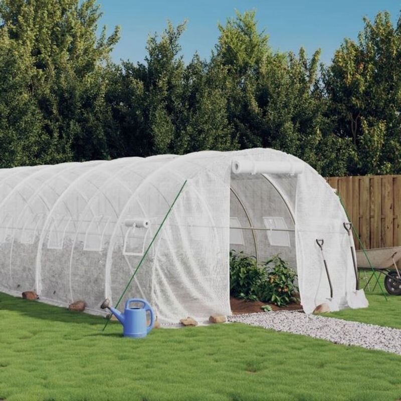 Vidaxl Gewächshaus mit Stahlrahmen und Kunststoffabdeckung in Weiß, B/T/H: 10 x 3 x 2 m - Bild 1