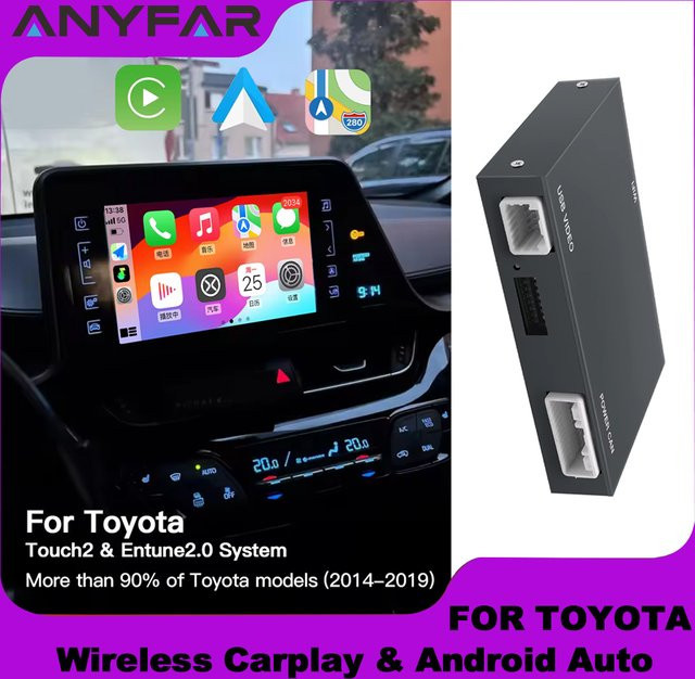 ANYFAR Kabelloses CarPlay und Android Auto Interface für Toyota CHR Corolla RAV4 Camry Auris Prius Avensis Highlander Touch2 Entune 2.0 in Schwarz - Bild 1