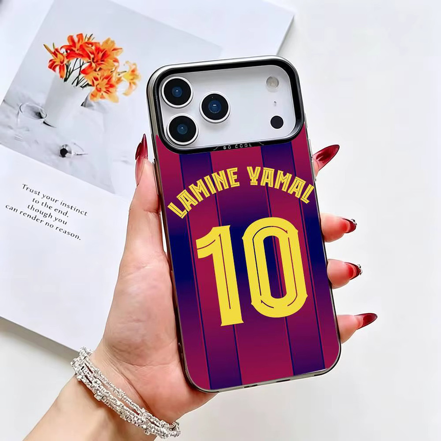 Bunte silberne Handyhülle mit Lamine Yamal Motiv für iPhone 11 bis iPhone 17 Pro Max und XS - Bild 2