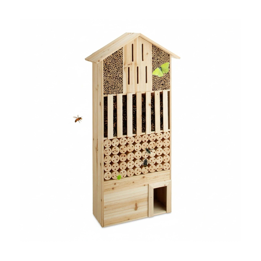 Relaxdays Insektenhotel aus Holz in Natur mit Igelhaus, B/T/H: 118 x 57 x 24 cm - Bild 2