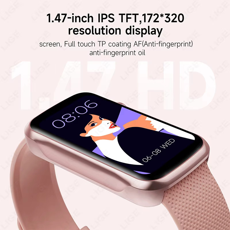 LIGE Smartwatch, 1.47'', Silikon, Unisex, Beige - Bild 3