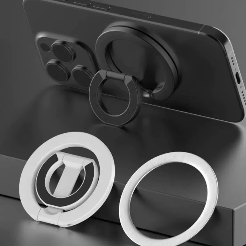 VIKEFON MagSafe-kompatibler magnetischer Handy-Ringhalter in Schwarz, faltbarer Anti-Rutsch-Griff und verstellbarer Ständer für iPhone 12 bis iPhone 17 Pro Max - Bild 2
