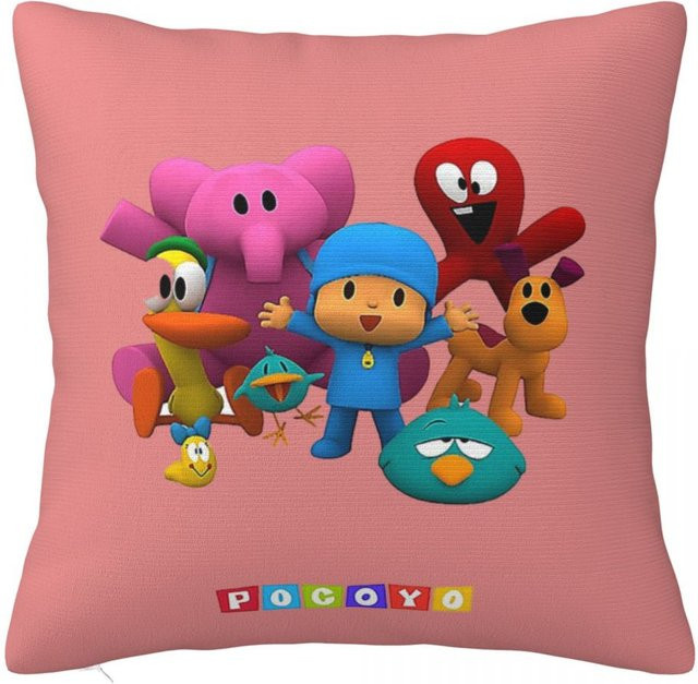 Pocoyo Kissenbezug für Kinder mit Geburtstagsmotiv, quadratische Kissenhülle aus Peach Skin, B/B/H: 18 x 18 x 18 cm - Bild 1