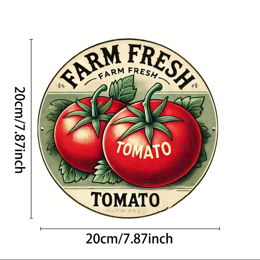Potdemiel Farm Fresh Tomate Rundes Metall-Blechschild in Vintage-Optik, Durchmesser: 20,3 cm - Bild 3