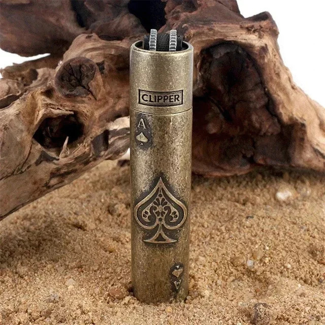 Clipper Spades Gold Tragbares Jet-Feuerzeug aus Metall mit Geschenkbox - Bild 1