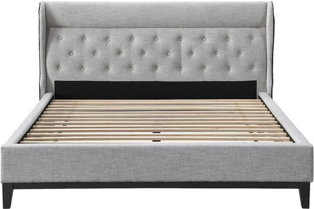 Vente-unique Bettrahmen Marsdenio Polsterbett Vintage Grau Stoff B/T/H: 160 x 200 x 179 cm - Bild 1