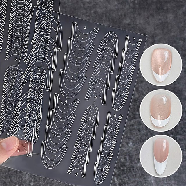 MAFANAILS Nagelschablonen, Transparente Französische Nagelaufkleber, 3D Linien-Spitzen, Selbstklebend - Bild 1