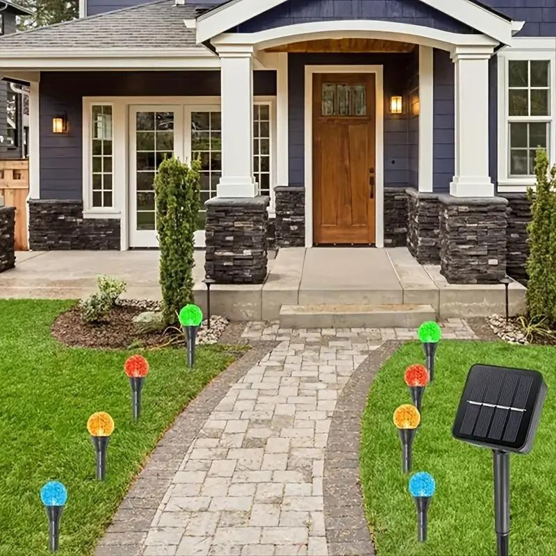 YWZT BEIMT Factory Solar Outdoor Bubbles Rasenlampe Set mit 20 LED in Warmweiß und Multicolour, IP65 Wasserdicht, Dekorative Solar-Pfahllichter für Garten und Hof - Bild 6