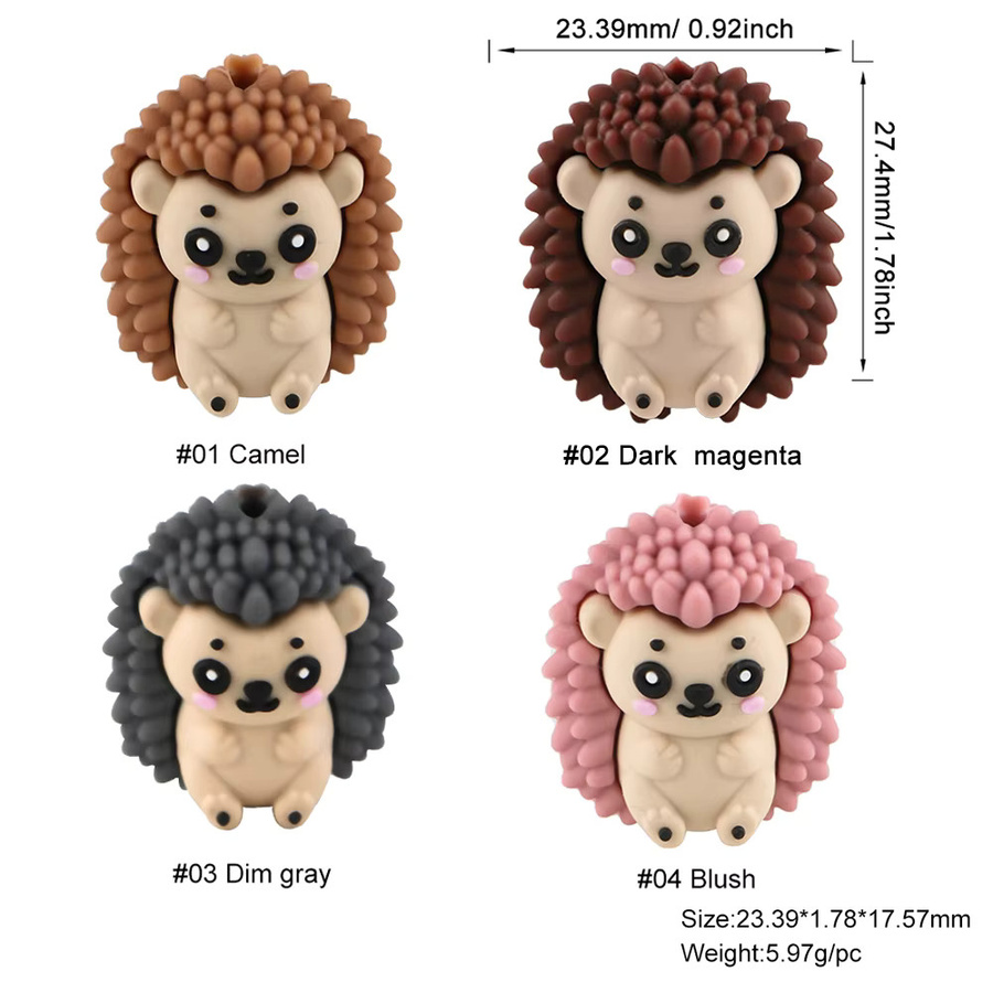 8 Stück 3D-Silikon-Fokusperlen, Dinosaurier, Kuh, Igel - Bild 2