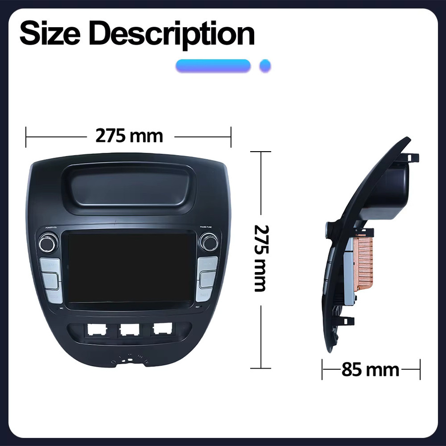 Icreative Android Autoradio mit 7 Zoll Display und GPS für Peugeot 107 (2005-2014) und Citroen C1 (2005-2014), Multimedia Carplay Stereo in Schwarz - Bild 6
