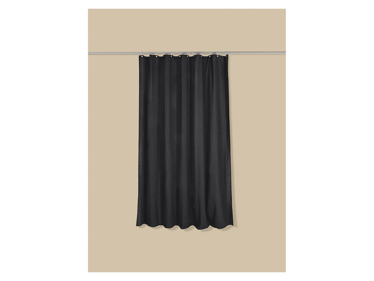 LIVARNO Premium Seersucker Duschvorhang aus Polyester in Schwarz, B: 180 cm, H: 200 cm - Bild 2