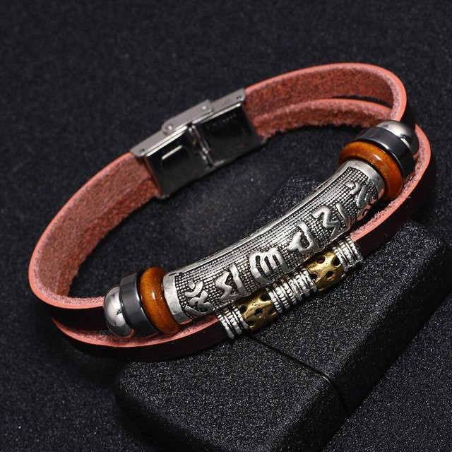 YIRAN Jewelry Armband, Versilbert, Messing, Leder, brown, Unisex - Bild 1