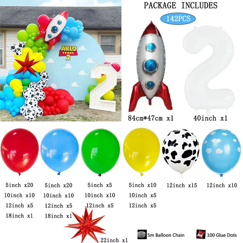 Rakete Thema Ballon Bogen Kit für Kindergeburtstage in Mehrfarbig mit 40 Zoll Ballons und Wolken-Design - Bild 3