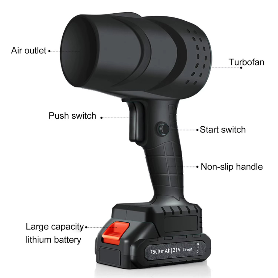 HGTUGO Elektrischer Turbo-Lüfter Schwarz – Leistungsstarker kabelloser Jet-Lüfter mit 36000rpm für 21V Akku - Bild 4