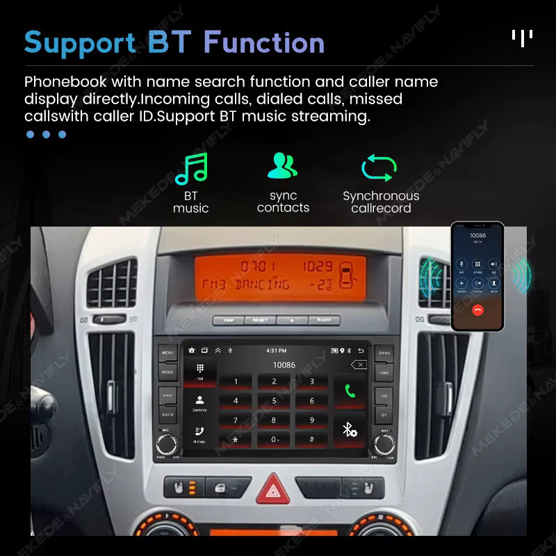 MEKEDE Android Auto und Wireless CarPlay Radio mit GPS Navigation und Bluetooth für KIA Ceed 2007-2009 in Schwarz - Bild 3