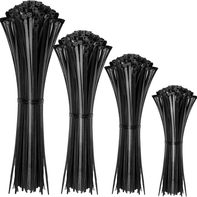 1000 Stück Nylon-Kabelbinder aus Kunststoff in Schwarz, selbstsichernde und hitzebeständige Kabelbefestigung - Bild 6