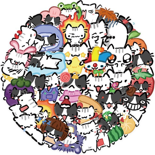 54 Stück transparente Cartoon-Katzen-Aufkleber aus wasserfestem PET von Papery Pop Store in Multicolour - Bild 1