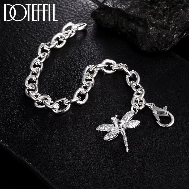 DOTEFFIL Libelle Anhänger Armband, Silber, Unisex - Bild 2