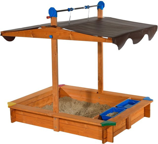 Gaspo Sandkasten Lea mit Dach aus Holz in Braun, B: 137 cm, T: 105 cm - Bild 1