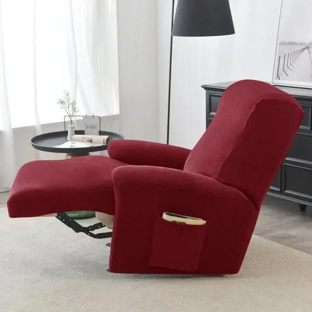 4-teiliges Set Yiran bag Relaxsesselbezüge aus weichem Samt in Rot für Einsitzer und Liegestühle - Bild 1