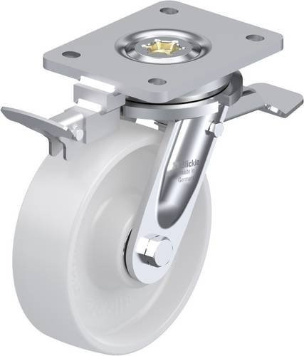 Blickle Lenkrolle LO-PO 160K-ST-RI4 mit Feststeller in Weiß und Stahl, Rad-Durchmesser: 160 mm, Tragfähigkeit: 450 kg - Bild 1
