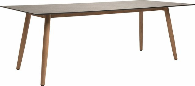 Stern Interno Esstisch mit Teak-Beinen und Silverstar 2.0 Zementplatte in Hellgrau, B/T: 220 x 100 cm - Bild 1